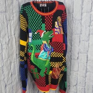 Holiday Time‎ Multicolor Sequined Men's Crewneck Sweater